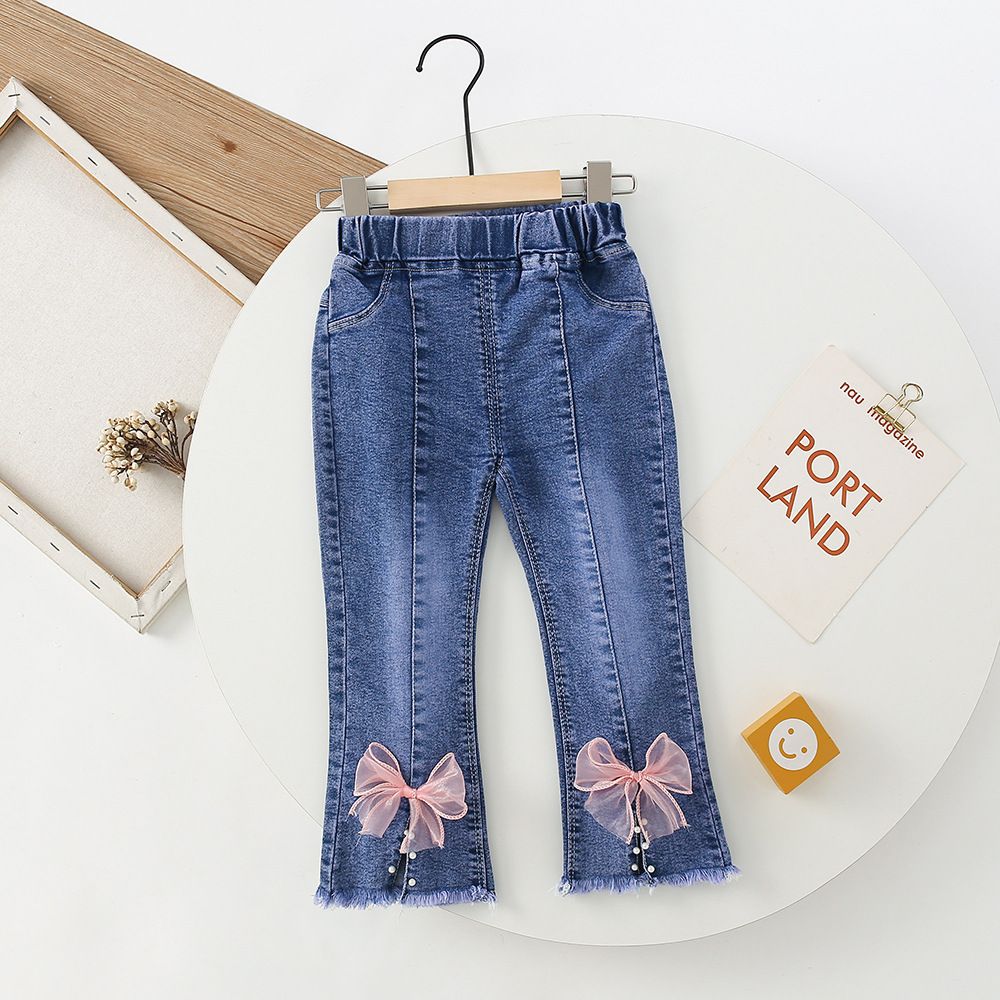 Girls' Jeans Spring and Autumn 2023 New Autumn Children Outerwear Casual Pants Children Korean Style Fashionable Trousers Fashion