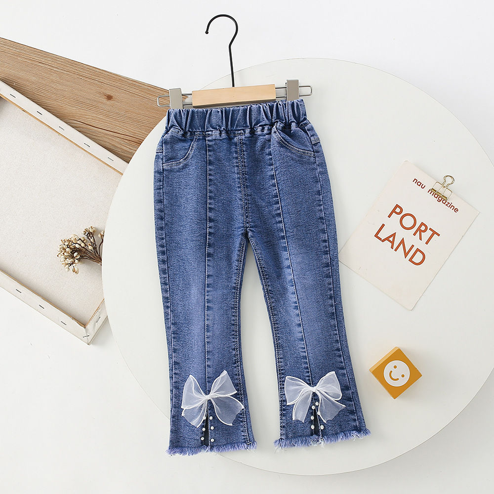 Girls' Jeans Spring and Autumn 2023 New Autumn Children Outerwear Casual Pants Children Korean Style Fashionable Trousers Fashion