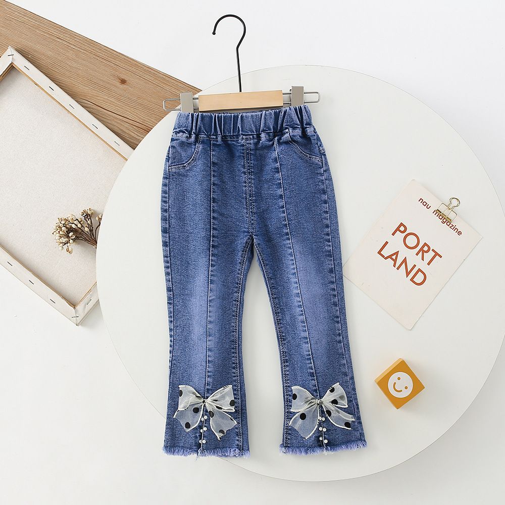 Girls' Jeans Spring and Autumn 2023 New Autumn Children Outerwear Casual Pants Children Korean Style Fashionable Trousers Fashion