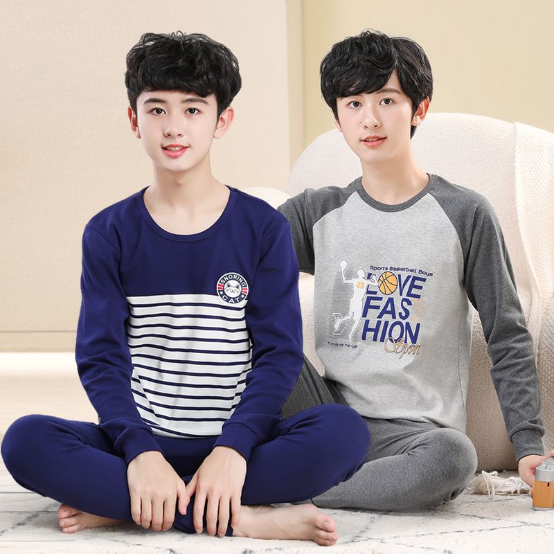 youth autumn clothes long pants boys middle and big children‘s cotton thermal underwear suit thin junior high school students cotton sweater