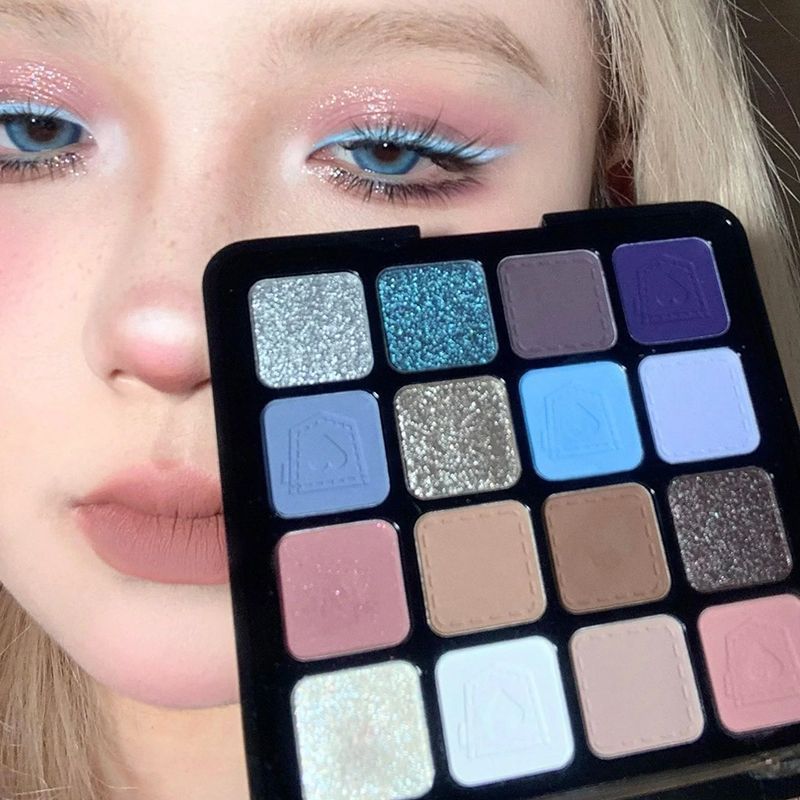 denim denim hot girls 16 colors eye shadow plate! cool feeling blue smoky plate color haze blue small ju y2g imitation makeup