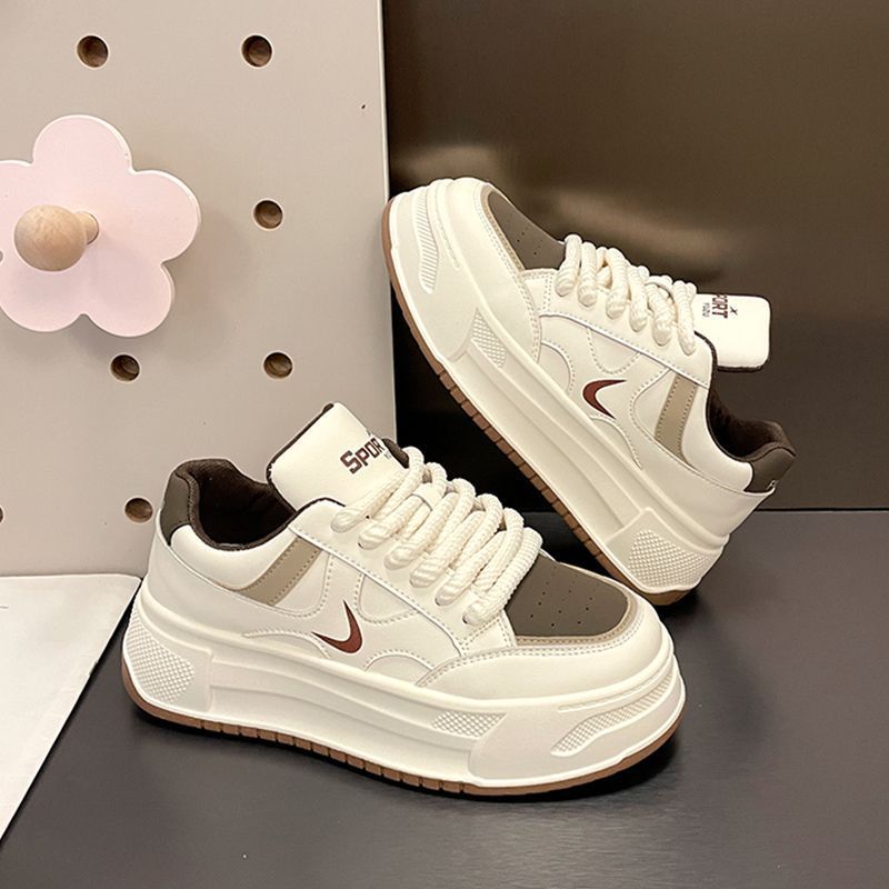 popular platform all-matching white shoes women‘s autumn high-grade thick-soled sneakers 2024 new chic training casual sneakers