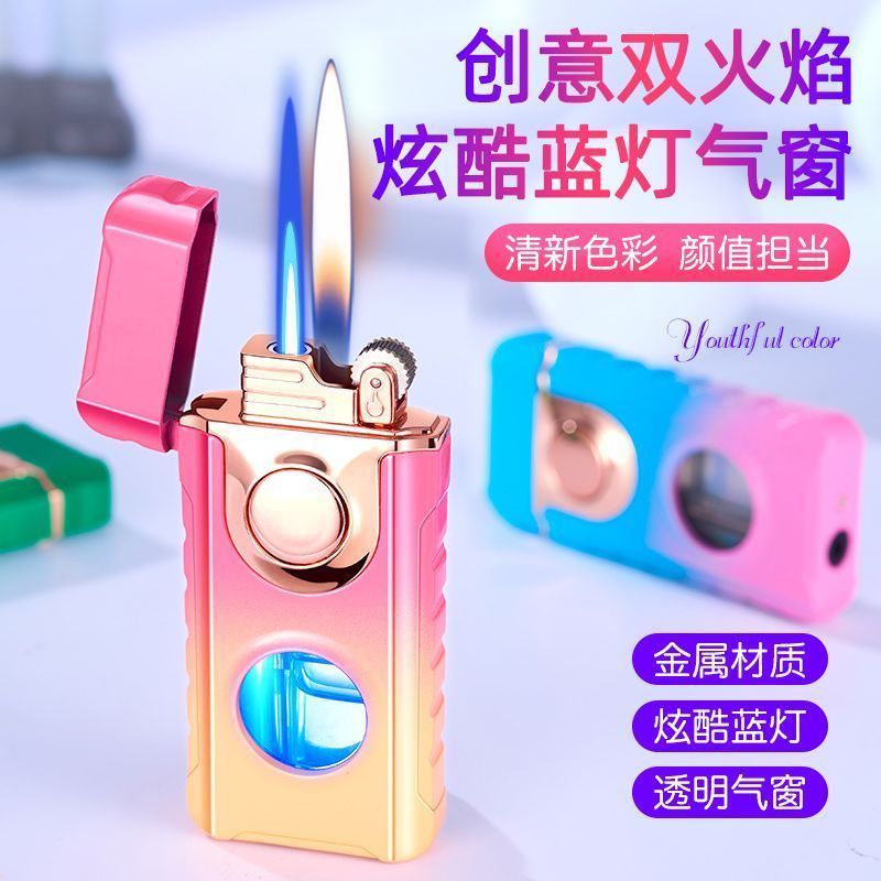 net red high-looking windproof lighter inflatable grinding wheel metal durable wholesale price qixi gift gift for boyfriend