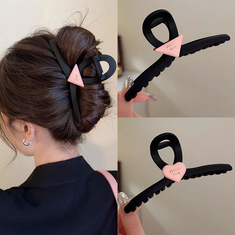 pink heart-shaped grip 2023 new hairpin women‘s hair volume shark clip large horsetail clip hair accessories