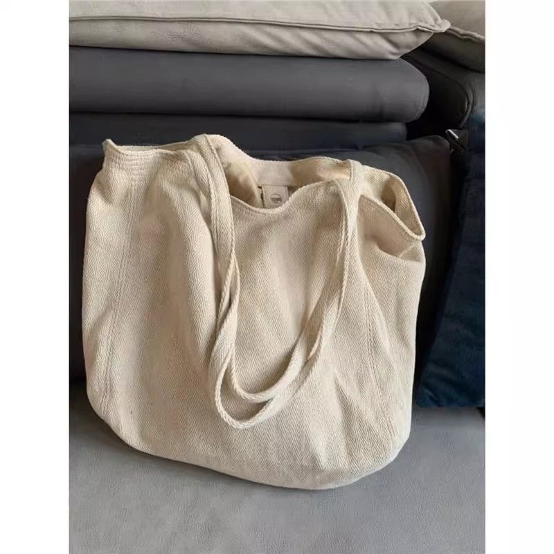 large capacity japanese lazy canvas bag texture twill portable shoulder bag popular all-matching shopping bag tote bag