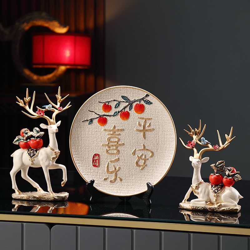 ping an xile lucky persimmon lucky deer decoration new chinese style living room home wine cabinet decoration housewarming gifts