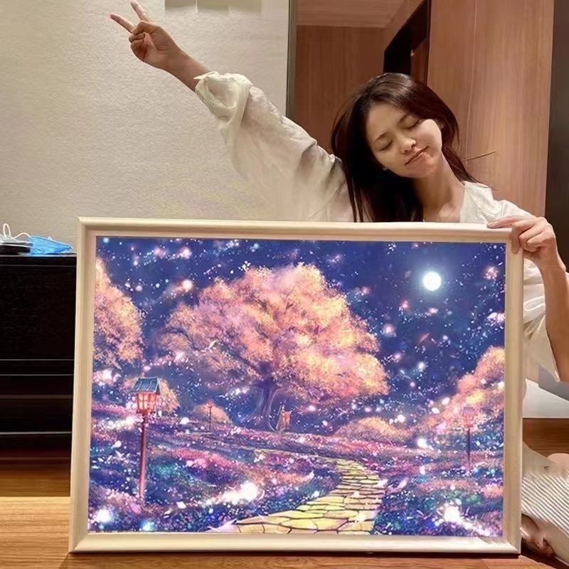 new horizontal board with frame 5d diamond stickers tulip sunflower van gogh starry sky famous painting little daisy bedroom living room