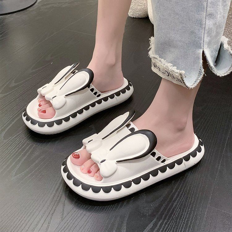 slip-on slippers for women summer home indoor bathroom bath non-slip cute cartoon rabbit slippers for women outdoor wear