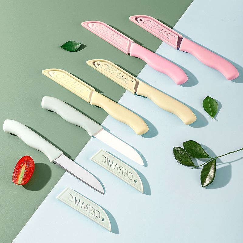 stainless steel fruit knife student dormitory peeler office small size household kitchen melon and fruit knife with protective cover