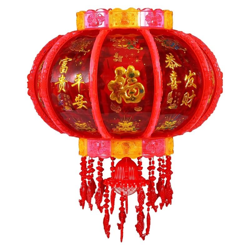 New Year Red Lantern Colorful Led Rotating Horse Lantern a Pair of Outdoor Balcony Gate Chinese New Year Decoration Chandelier