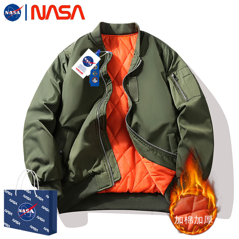 nasa fashion brand pilot jacket men‘s thickened american baseball uniform autumn and winter casual cotton-padded flight cotton-padded jacket