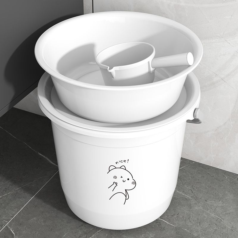 thickened plastic bucket portable large small size home dormitory laundry bath round washbasin multi-functional storage bucket