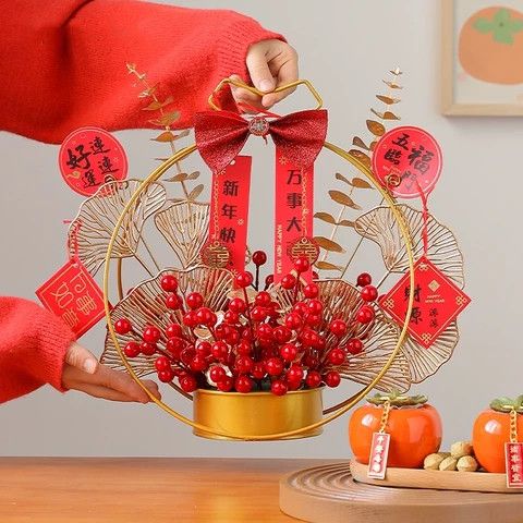 qiaozhixi decoration hallway festive decoration fortune fruit chinese hawthorn artificial flower spring festival living room new home entry supplies