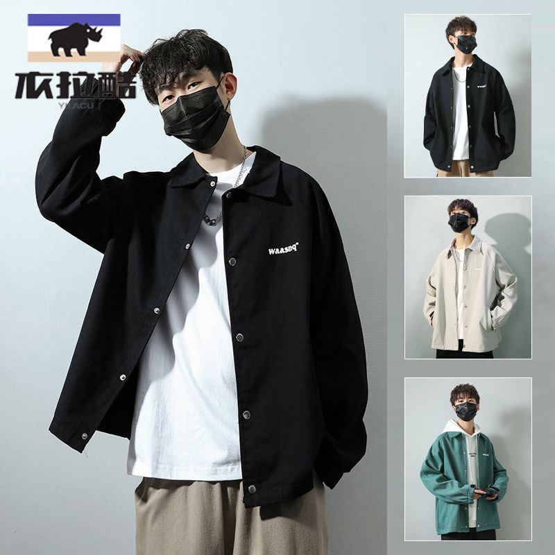 workwear jacket men‘s ins trendy hong kong style loose spring and autumn new korean style versatile super popular cec top coat for men