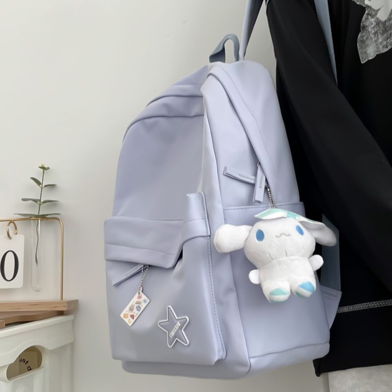 solid color schoolbag female student primary school junior high school high school and college large capacity backpack korean style women‘s simple solid color backpack