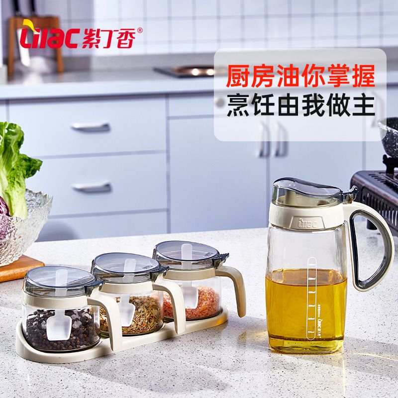 thickened glass oiler household oil bottle kitchen oil tank soy sauce bottle vinegar pot seasoning bottle large size seasoning box