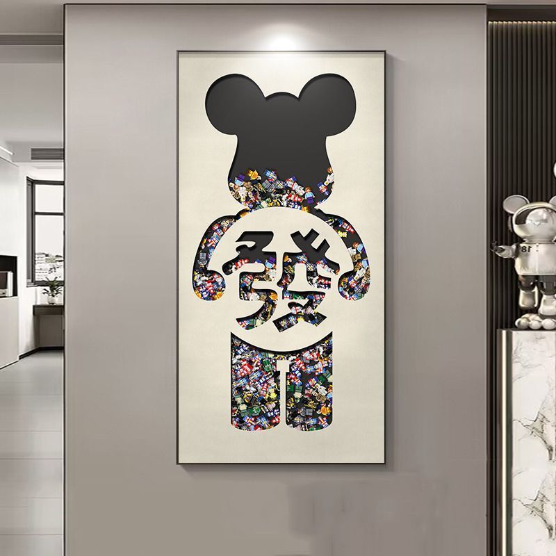 violent bear home entrance painting abstract wall painting art trend mural building blocks corridor and aisle painting