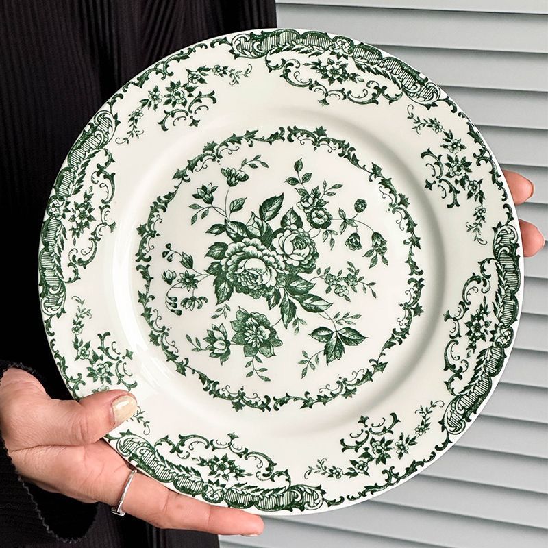 french plate high-looking ceramic plate retro classical printing overglazed color figure italian pasta dish salad western food dessert plate