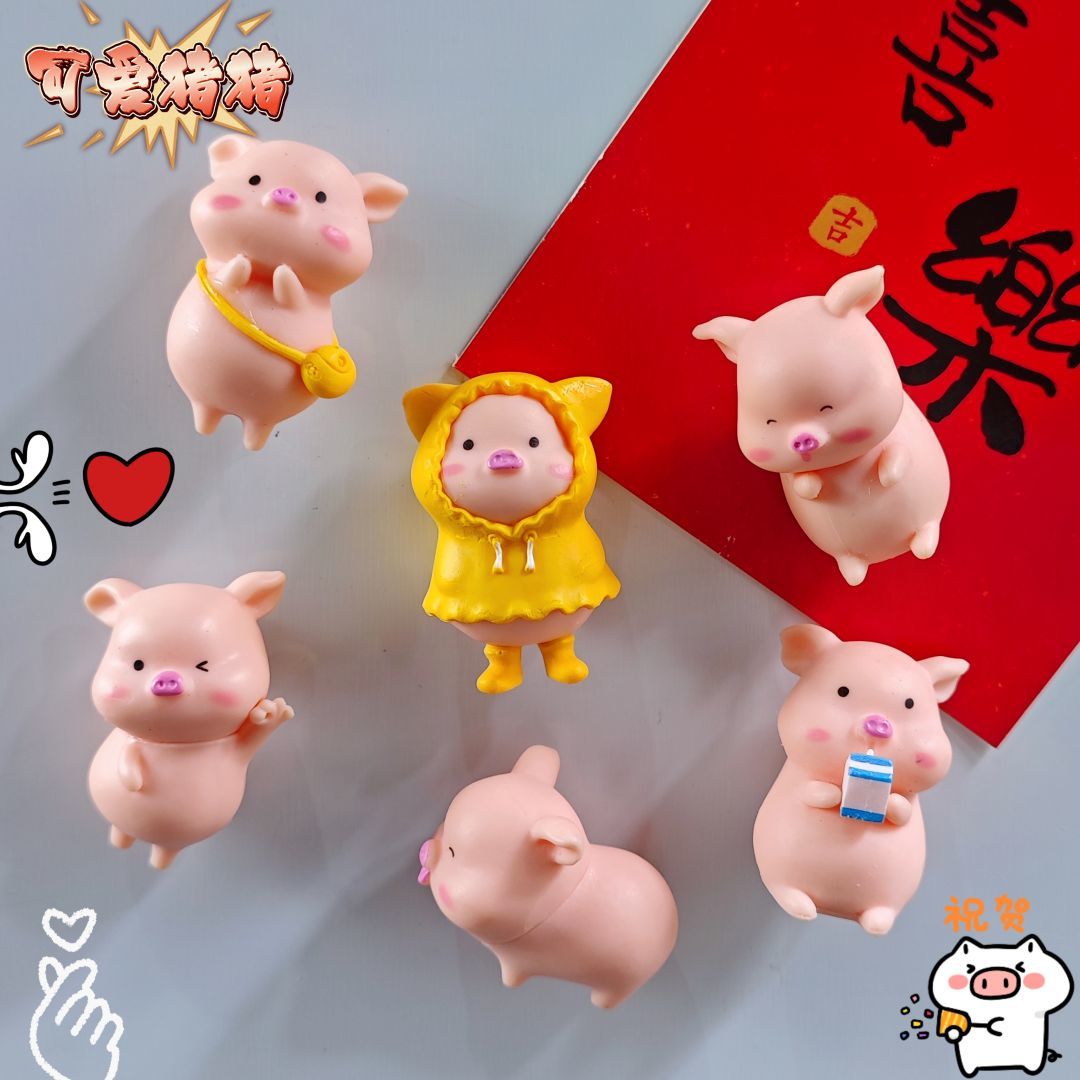 refridgerator magnets creative micro landscape decorations mini pig cute animal doll magnetic 3d desktop decoration