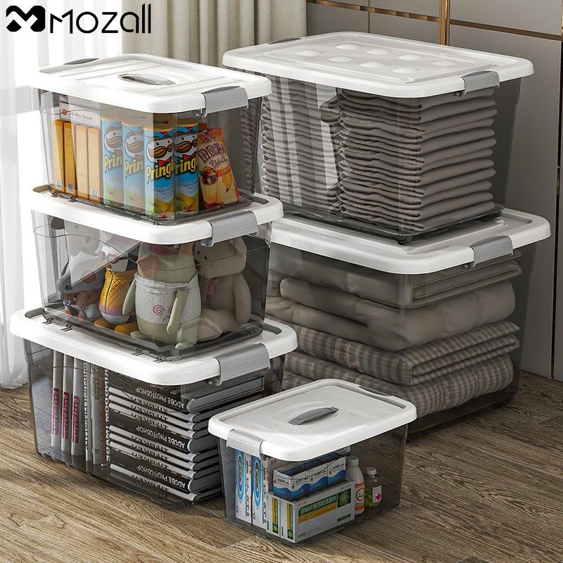 mengzhan transparent storage box plastic student book storage box dormitory storage box clothes large capacity storage box