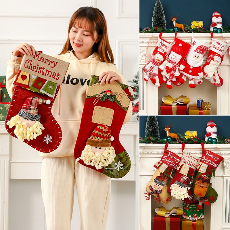 christmas socks gift bag large children‘s kindergarten santa claus snowman candy bag scene decorations arrangement