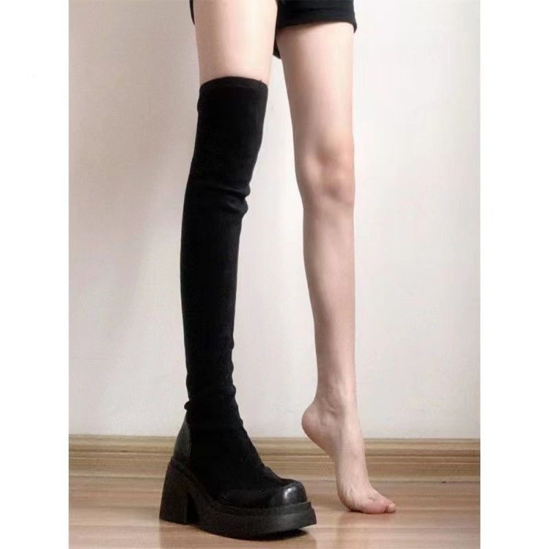 stretch boots women‘s new skim-fit over-the-knee boots thick bottom european and american style boots over-the-knee skinny boots long rider boots