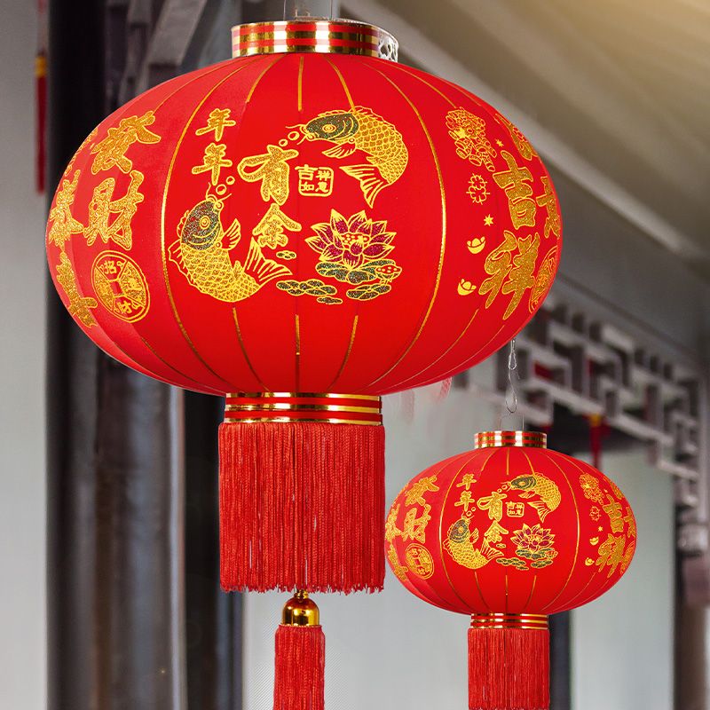 2024 New Red Lantern New Year Spring Festival Balcony Outdoor Rural Gate Lantern Pair Ornaments