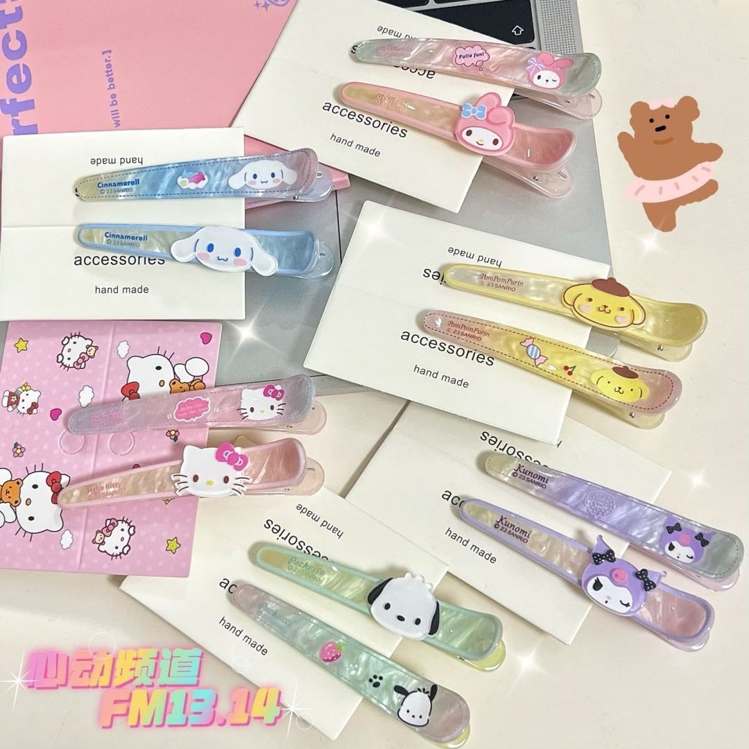 [2 packs] ins colorful sanrio tweezers sweet cute bangs clip side japanese cartoon headdress