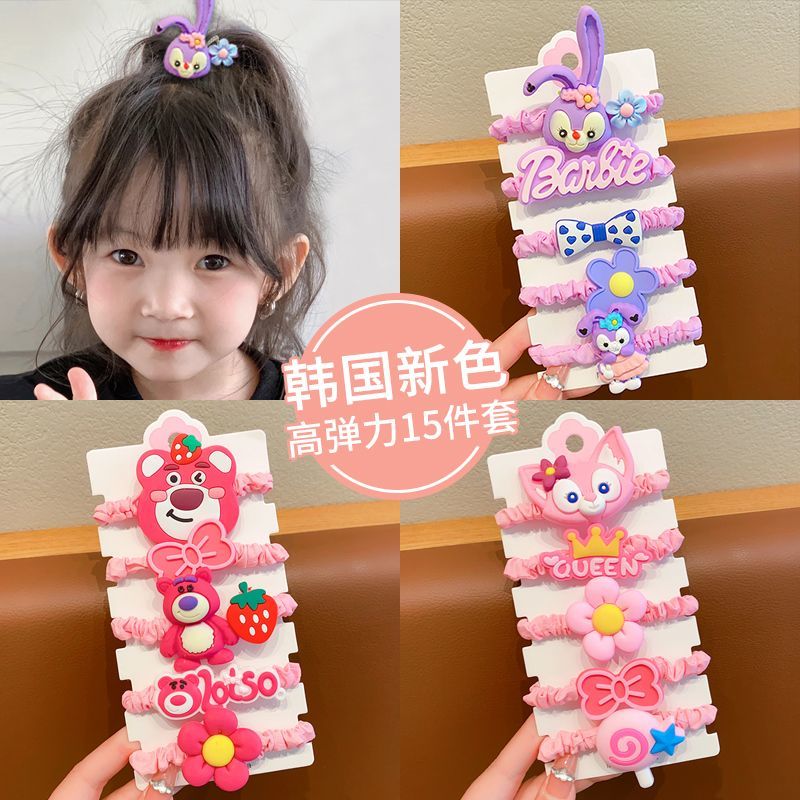 children‘s cartoon hair band cute baby hair band does not hurt hair small intestine head rope high ponytail little girl headdress