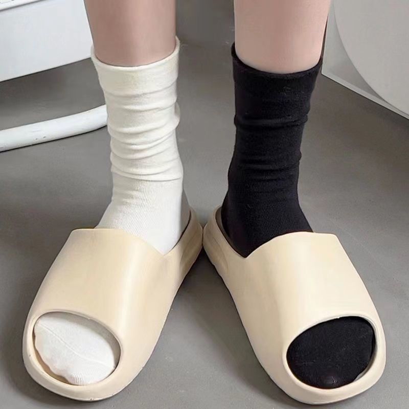 bunching socks women‘s mid-calf summer thin socks breathable non-pilling sweat-absorbent boneless maternity socks with small leather shoes