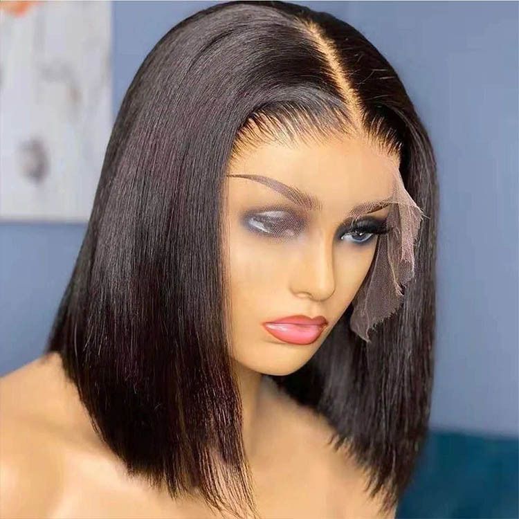 11ahuman hair bone straight lace frontal bob wig european and american style lace headgear