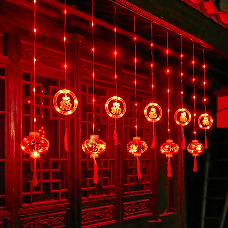 Led New Year Lights Small Bell Pepper Lighting Chain Curtain Lights Courtyard Ambience Light Lantern Festival Festive Lantern New Year Decoration Red Lantern