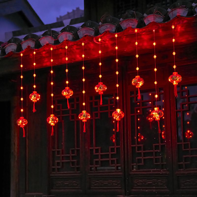 Led New Year Lights Small Bell Pepper Lighting Chain Curtain Lights Courtyard Ambience Light Lantern Festival Festive Lantern New Year Decoration Red Lantern