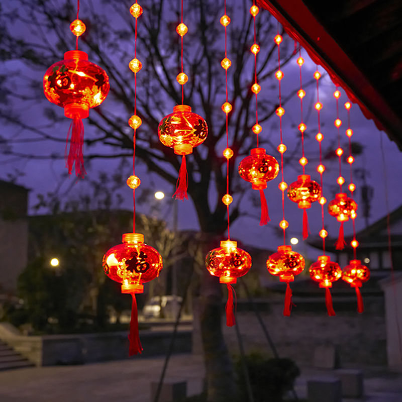 Led New Year Lights Small Bell Pepper Lighting Chain Curtain Lights Courtyard Ambience Light Lantern Festival Festive Lantern New Year Decoration Red Lantern