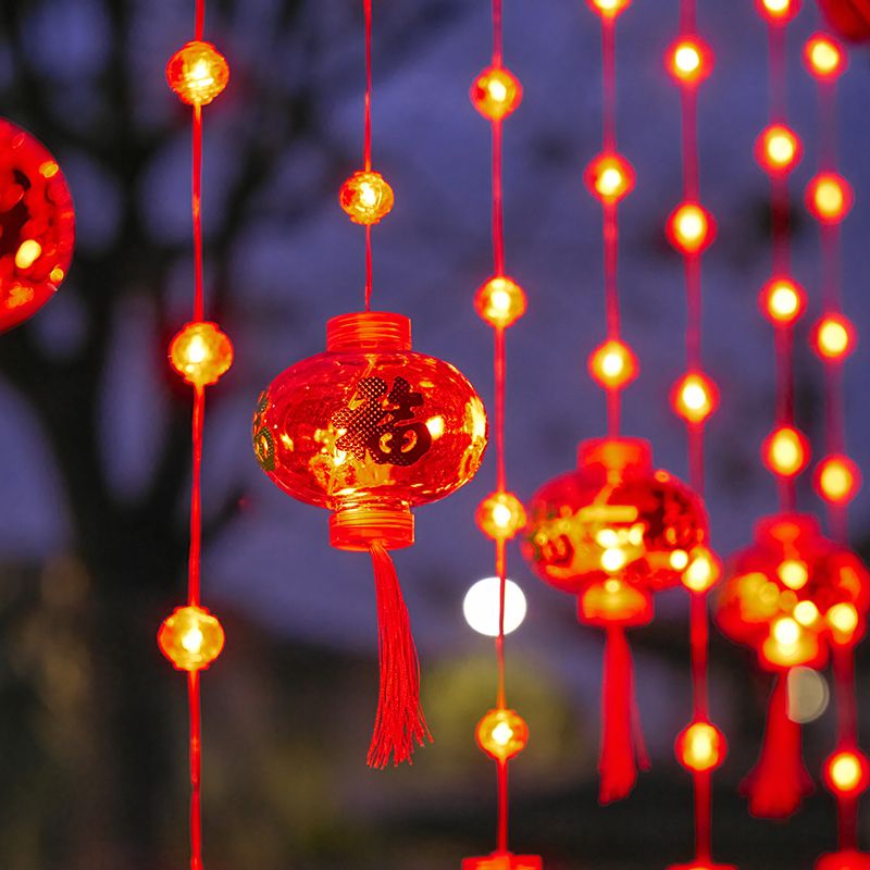 Led New Year Lights Small Bell Pepper Lighting Chain Curtain Lights Courtyard Ambience Light Lantern Festival Festive Lantern New Year Decoration Red Lantern