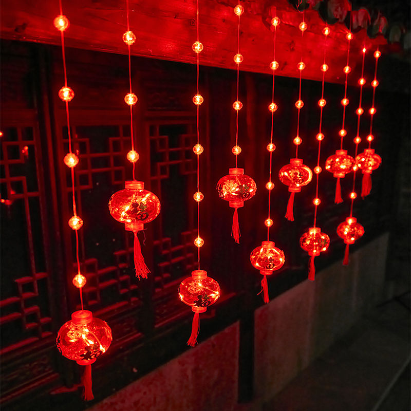 Led New Year Lights Small Bell Pepper Lighting Chain Curtain Lights Courtyard Ambience Light Lantern Festival Festive Lantern New Year Decoration Red Lantern