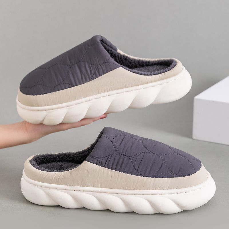 drooping down men‘s cotton slippers autumn and winter indoor home waterproof non-slip couple plush cotton slippers men‘s winter