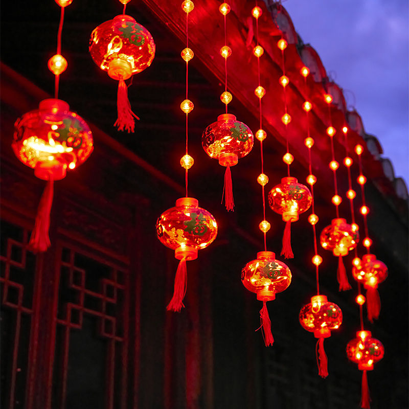 Led New Year Lights Small Bell Pepper Lighting Chain Curtain Lights Courtyard Ambience Light Lantern Festival Festive Lantern New Year Decoration Red Lantern