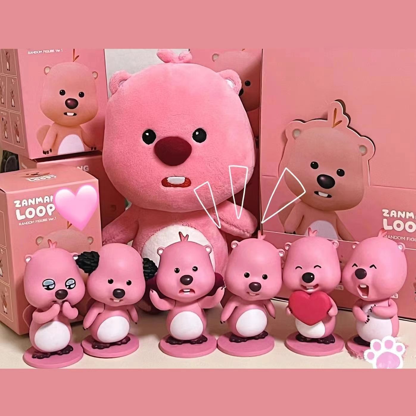 korean zanmang loopy pink beaver lubi series blind box generation one or two decoration cute hand gift