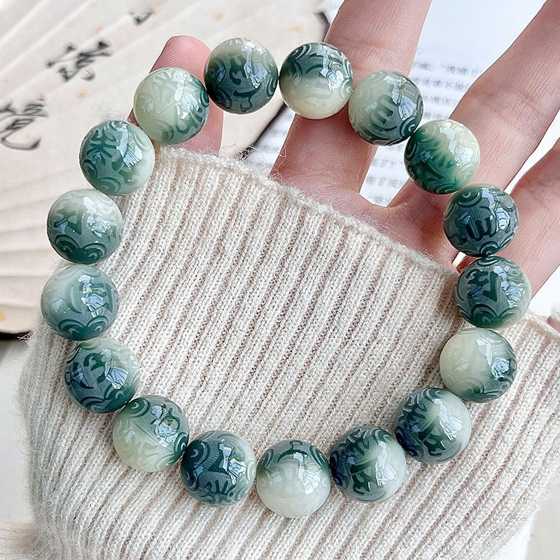 genuine goods green floating textured bodhi bead bracelet six words motto safe prayer bead bodhi bracelet genuine amusement article bracelet men and women