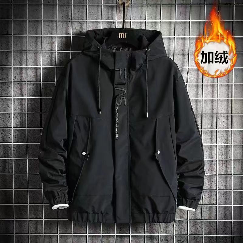 winter cotton-padded coat men‘s fleece-lined thickened men‘s coat casual trend loose versatile hooded jacket men‘s cold-proof warm