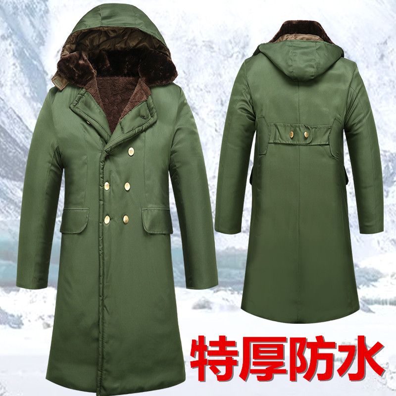 winter extended army cotton-padded coat fleece-lined thickened waterproof warm cold storage cotton-padded clothes overalls male army green cotton-padded jacket