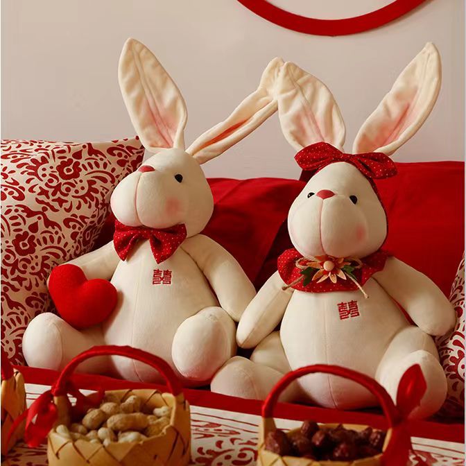 xi character wedding doll pair newly-married marriage rabbit doll doll plush toy gift wedding ceremony wedding room