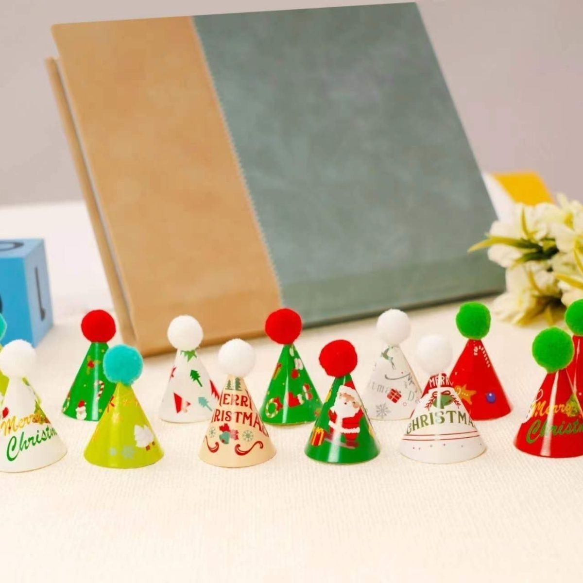 internet celebrity south korea ins retro christmas mini christmas small hat cake decoration card red green mini hat