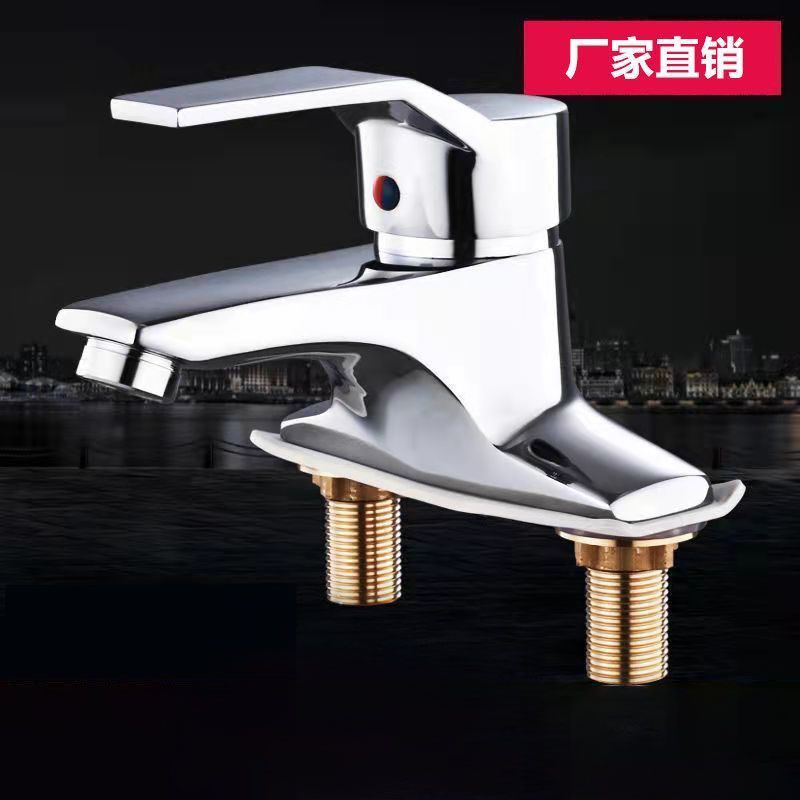 copper bathroom basin double-hole faucet rotatable hot and cold three-hole bathroom washbasin faucet wash basin