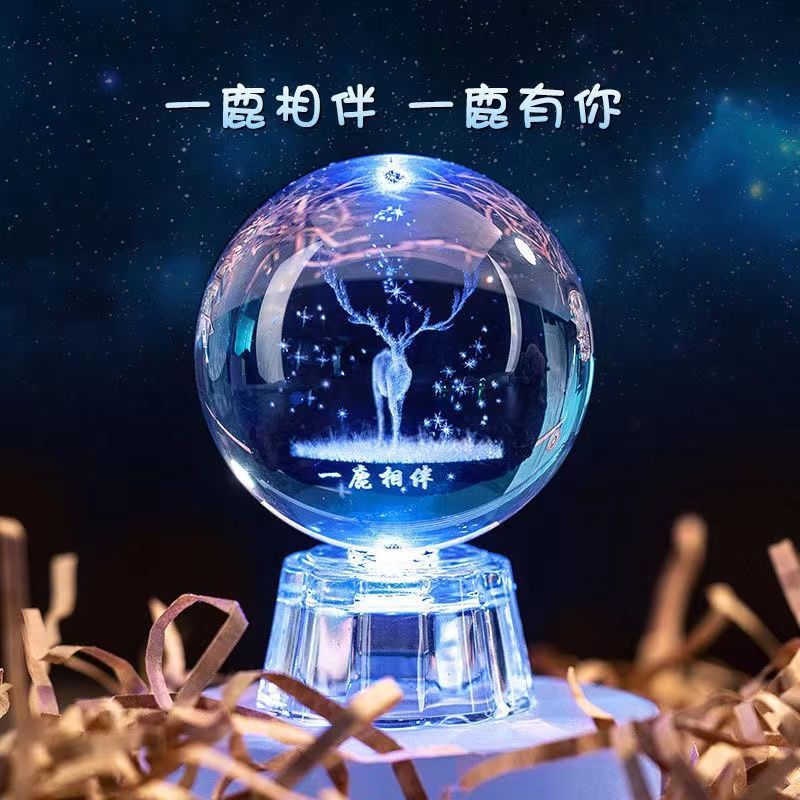 creative glow crystal ball small night lamp glass ball birthday gift for girls girlfriends boyfriend niche high sense