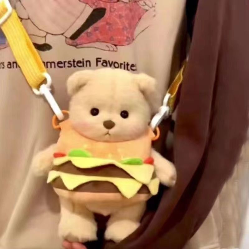 hamburger bear lily messenger bag clothes cute doll plush toys birthday gift plush doll women