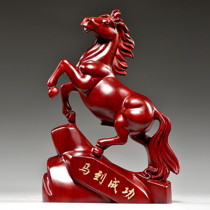 rosewood solid wood carving chinese zodiac horse decoration win instant success home living room office lucky rosewood crafts