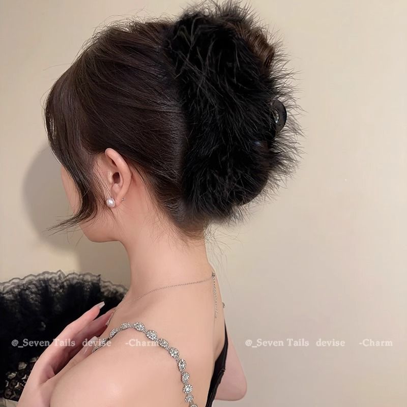 pure feather grip large female back head barrettes new ins online influencer headdress high sense shark clip hair accessories