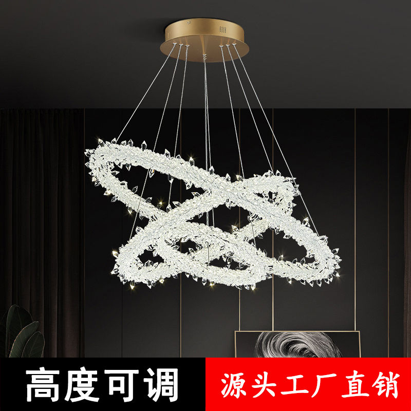 light luxury crystal chandelier modern minimalist exhibition hall living room crystal lamp creative restaurant designer ring bedroom lamps